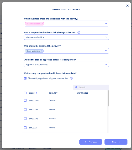 Add assignee to annual wheel activity