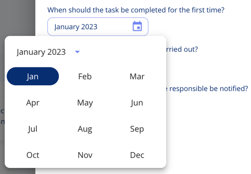 Choose a date to complete a task in the annual wheel