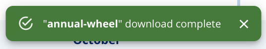 Message appearing when downloading the annual wheel