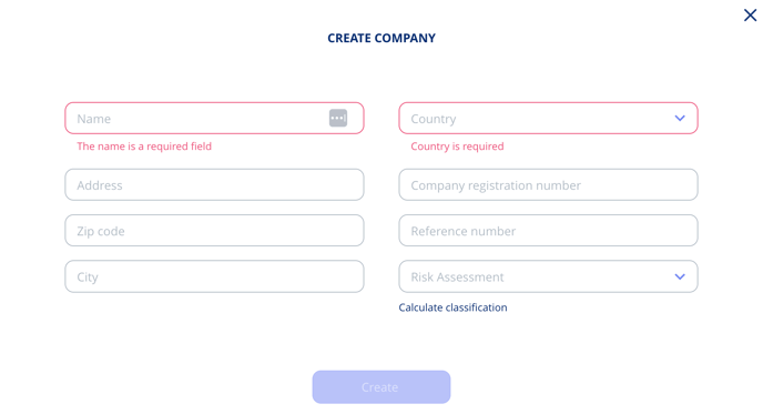 Create company in Privacy