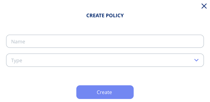 Pop-up window - create policy