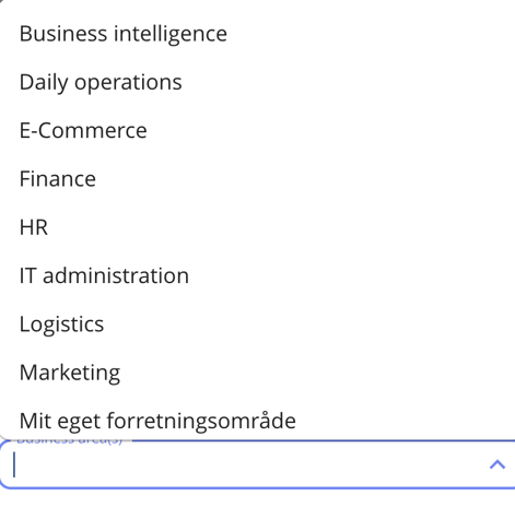 Business areas when creating roles in Privacy