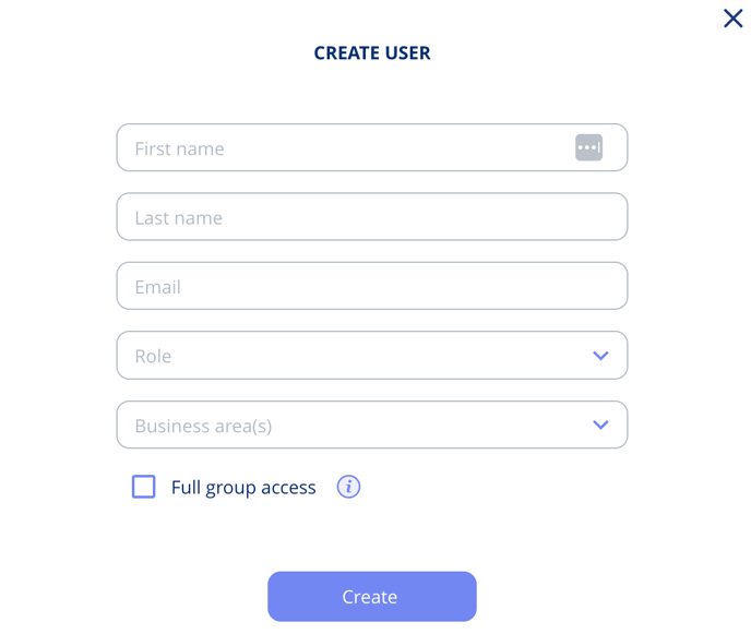 Create user pop up-window