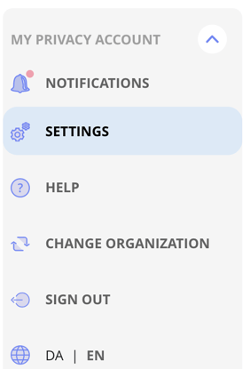 Settings menu point